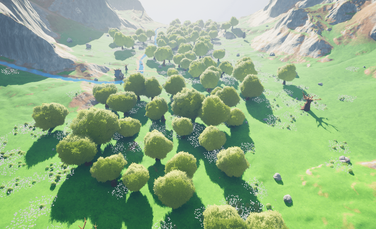 Clusters of spawn points for bushes and flowers