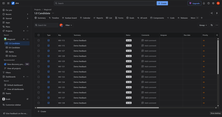 Let players add Jira tickets for you
